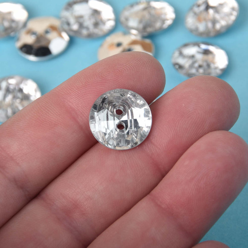 25 CLEAR Acrylic Buttons, 15mm, faux crystal buttons but0306