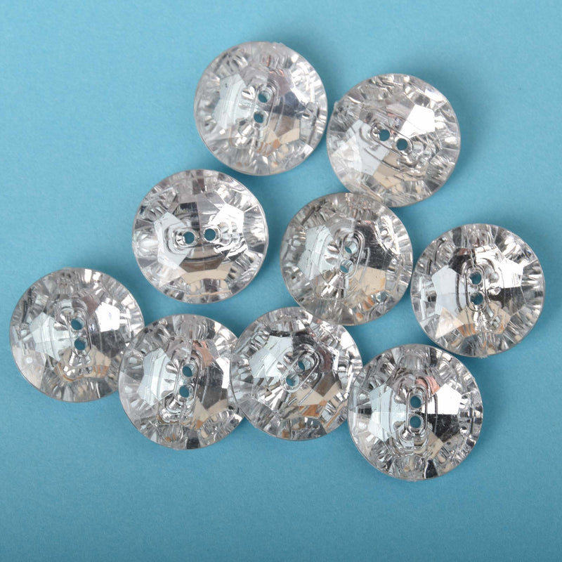 10 CLEAR Acrylic Buttons, 25mm, faux crystal buttons but0307