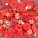 RED Buttons Mixed styles and sizes, 50 gram bag, but0308