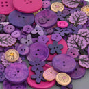 PURPLE Buttons Mixed styles and sizes 50 grams but0309