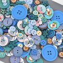BLUE Buttons Mixed styles and sizes 50 grams but0310