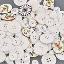WHITE Buttons Mixed styles and sizes 50 grams but0313