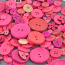 HOT PINK Buttons Mixed styles and sizes 50 grams but0317