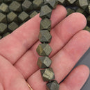 10mm Green Wood Beads, Faceted Cube, bwd0060