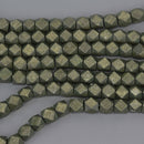 10mm Green Wood Beads, Faceted Cube, bwd0060