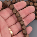 10mm Brown Wood Beads, Faceted Cube, bwd0061