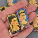 40mm Frida Kahlo Paper Mache Beads, rectangle, x4 beads, bwd0081
