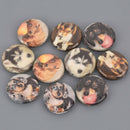 25mm Dog Beads, paper mache coin, 5 beads, bwd0084