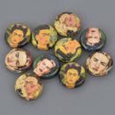 20mm Frida Kahlo Beads, paper mache coin, 5 beads, bwd0086