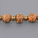 15mm Handmade Indonesian Clay Beads, Fancy Focal Beads, 7.5" strand, bwd0087