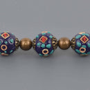 15mm Handmade Indonesian Clay Beads, Fancy Focal Beads, 8.5" strand, bwd0088