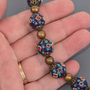 15mm Handmade Indonesian Clay Beads, Fancy Focal Beads, 8.5" strand, bwd0088