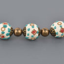 15mm Handmade Indonesian Clay Beads, Fancy Focal Beads, 7.5" strand, bwd0089