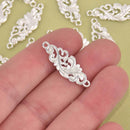 5 Matte Silver Filigree Connector Charms, 30mm, chs8522