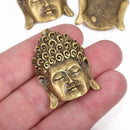 2 BUDDHA HEAD charms, bronze metal, religious icon, 38x27mm, chb0522