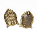 2 BUDDHA HEAD charms, bronze metal, religious icon, 38x27mm, chb0522