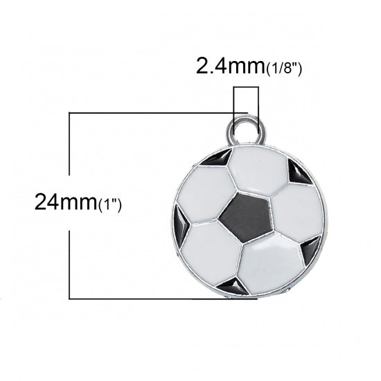 4 SOCCER BALL Charms, Enamel Football Charms CHE0072