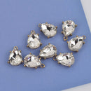 2 Rhinestone Teardrop Drop Charm Pendants, gold bezel setting, faceted crystal glass, 3/4" long chg0425