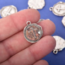 10 Silver Coin Relic Charm Pendants, Cross with wax seal, round coin charms, 22x19mm, chs2945