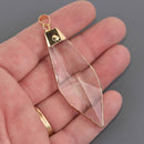 1 Crystal Drop Pendant, TEARDROP Clear Glass CRYSTAL, Faceted, Gold Bail, 3.5" long, chs3780