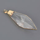 1 Crystal Drop Pendant, TEARDROP Clear Glass CRYSTAL, Faceted, Gold Bail, 3.5" long, chs3780