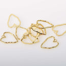 5 Gold Plated HEART Charms Hammered Metal, 26mm chs6876