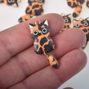 6 Enamel Cat Charms, swinging tail, gold plated with orange, chs8306
