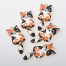 6 Enamel Cat Charms, swinging tail, gold plated with orange, chs8320