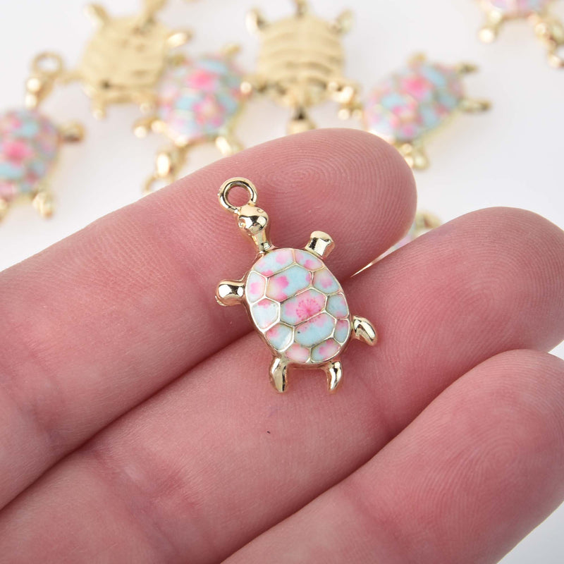 Enamel Turtle Charms with gold base, chs8321