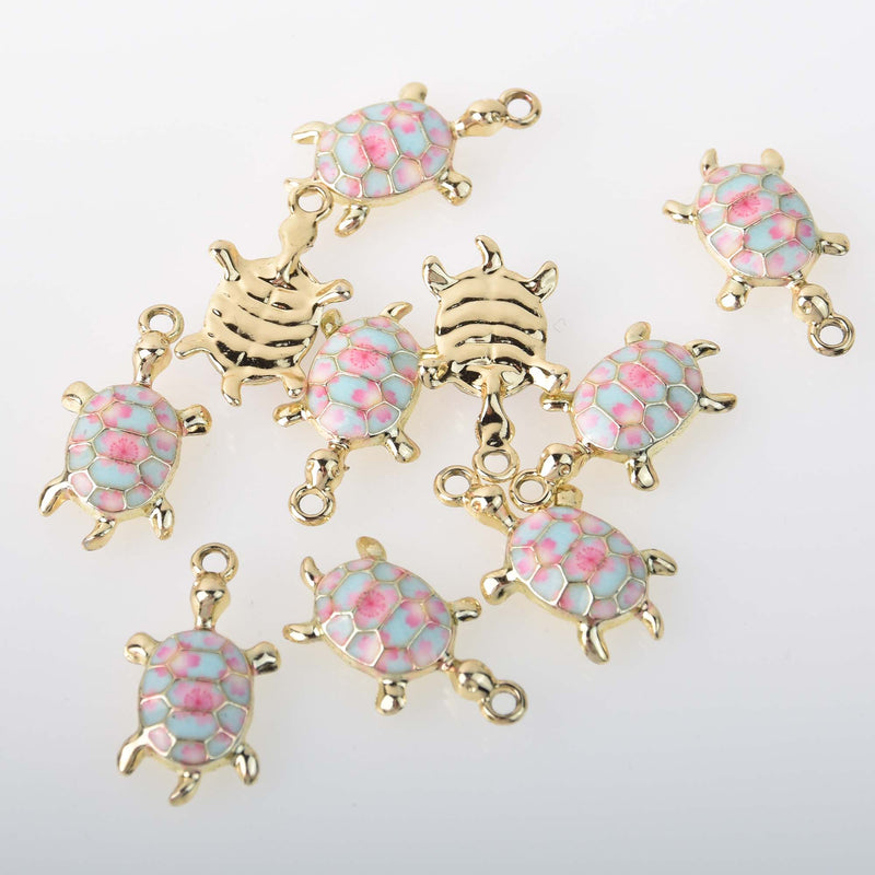 Enamel Turtle Charms with gold base, chs8321