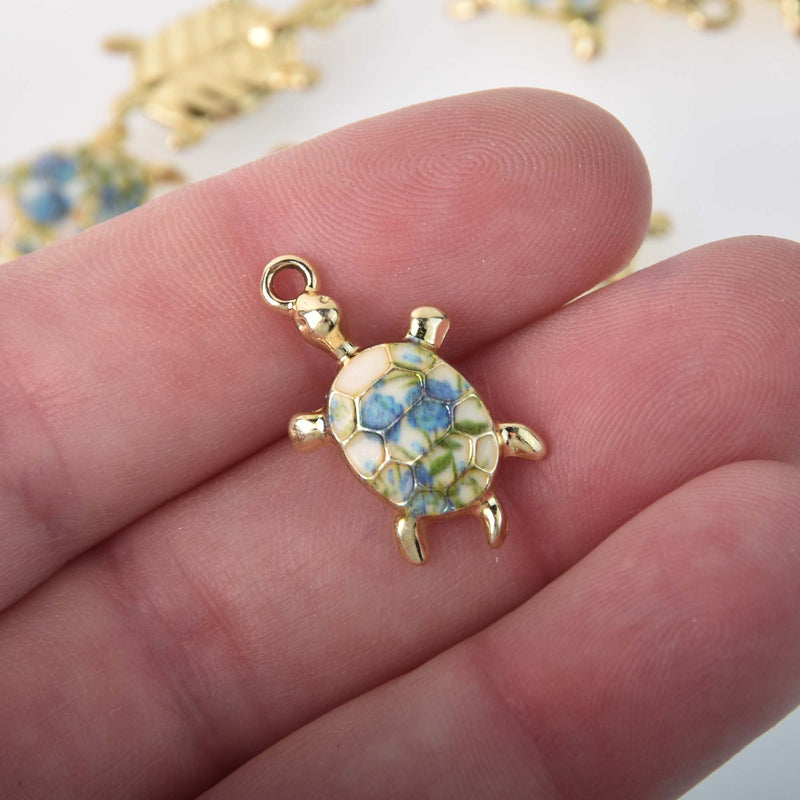Enamel Turtle Charms with gold base, chs8322