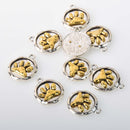 Silver Paw Print Charms, Silver Coin with Gold, round coin charms, chs8326