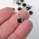 Crystal Dot Charms, May Birthstone, Silver Bezel, 7mm Rhinestone chs8335