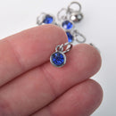 Crystal Dot Charms, September Birthstone, Silver Bezel, 7mm Rhinestone chs8339