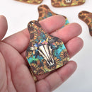 Cattle Tag Charms with Steer Skull and Sunflowers, Wood Cow Ear Tag, chs8352