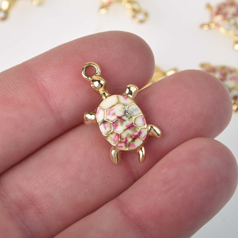 Enamel Turtle Charms with gold base, chs8354