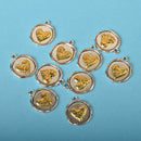 Silver Heart Charms, Silver Coin with Gold, round coin charms, chs8356