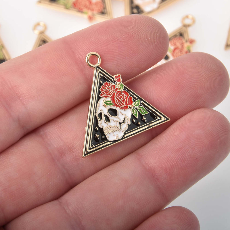 Day of the Dead Halloween Charms Enamel, gold plated, chs8373