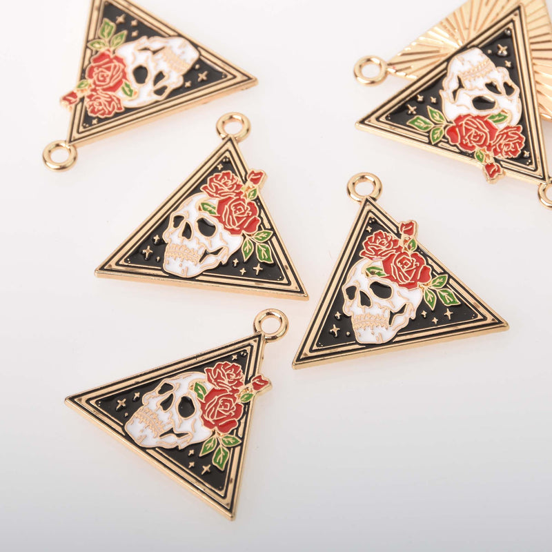 Day of the Dead Halloween Charms Enamel, gold plated, chs8373