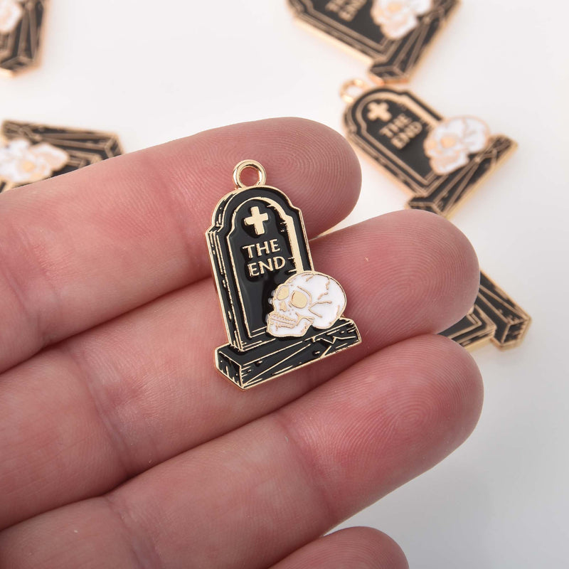 Tombstone Halloween Charms Enamel, gold plated, chs8375