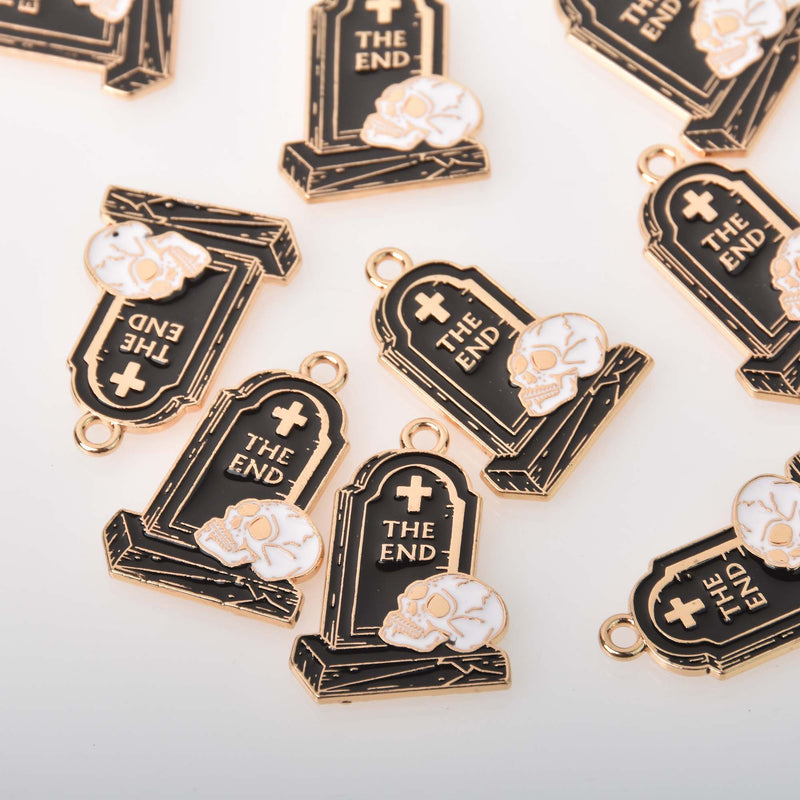 Tombstone Halloween Charms Enamel, gold plated, chs8375