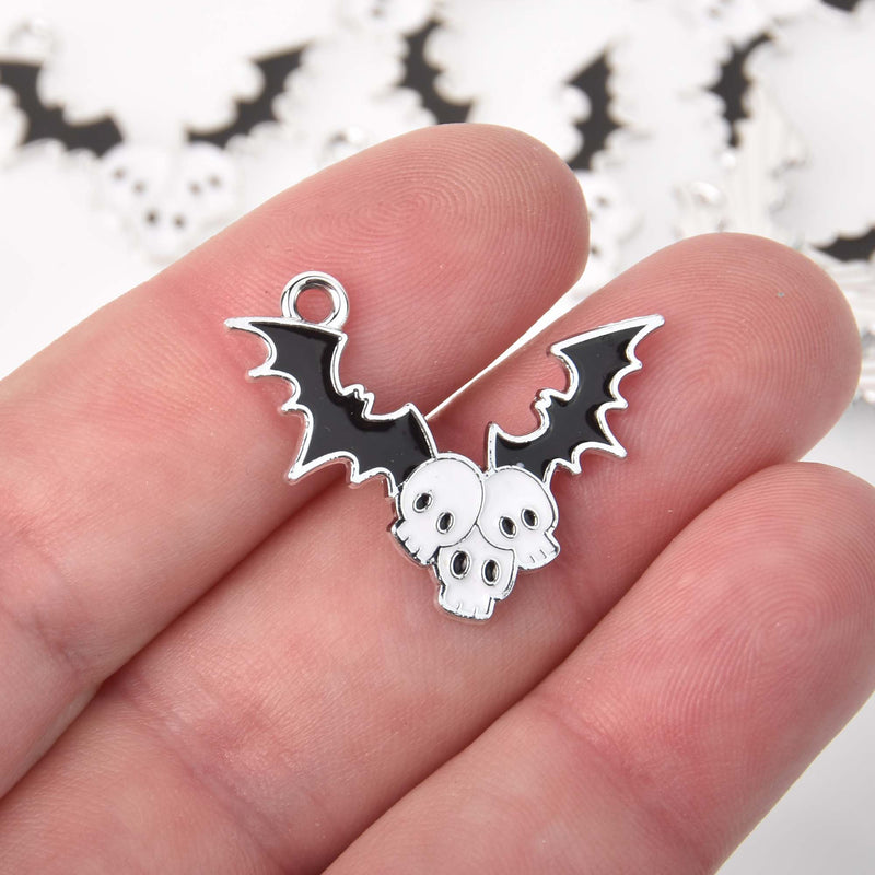 Bats and Skulls Halloween Charms Enamel, chs8377