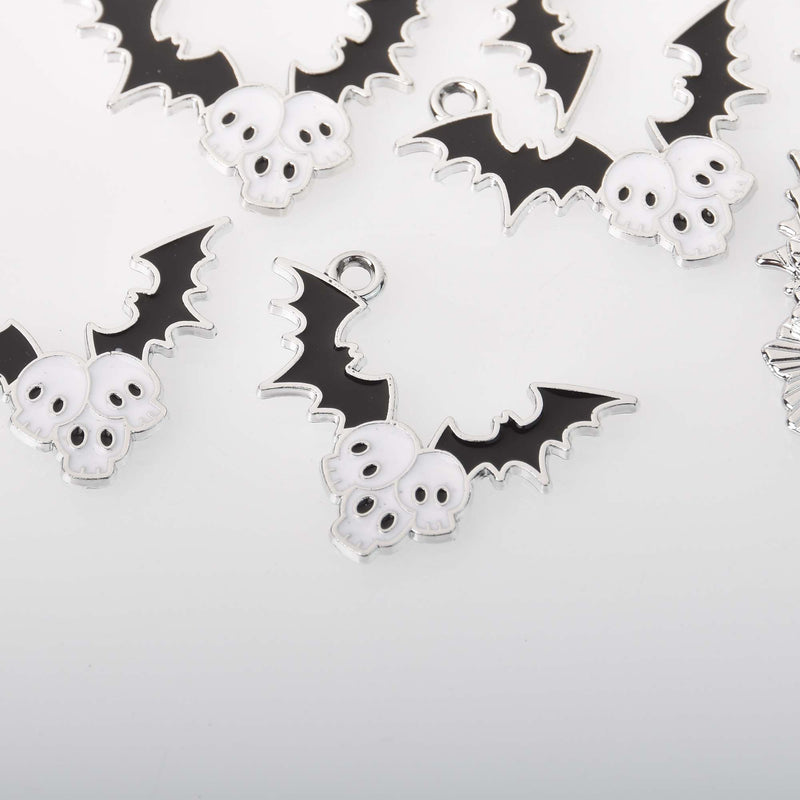 Bats and Skulls Halloween Charms Enamel, chs8377