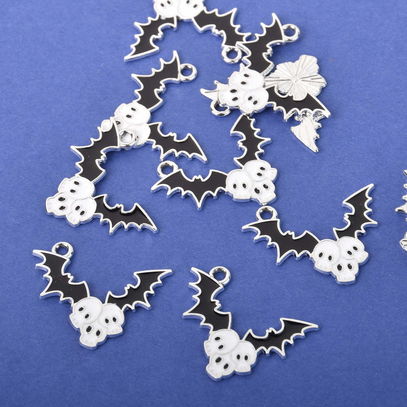 Bats and Skulls Halloween Charms Enamel, chs8377