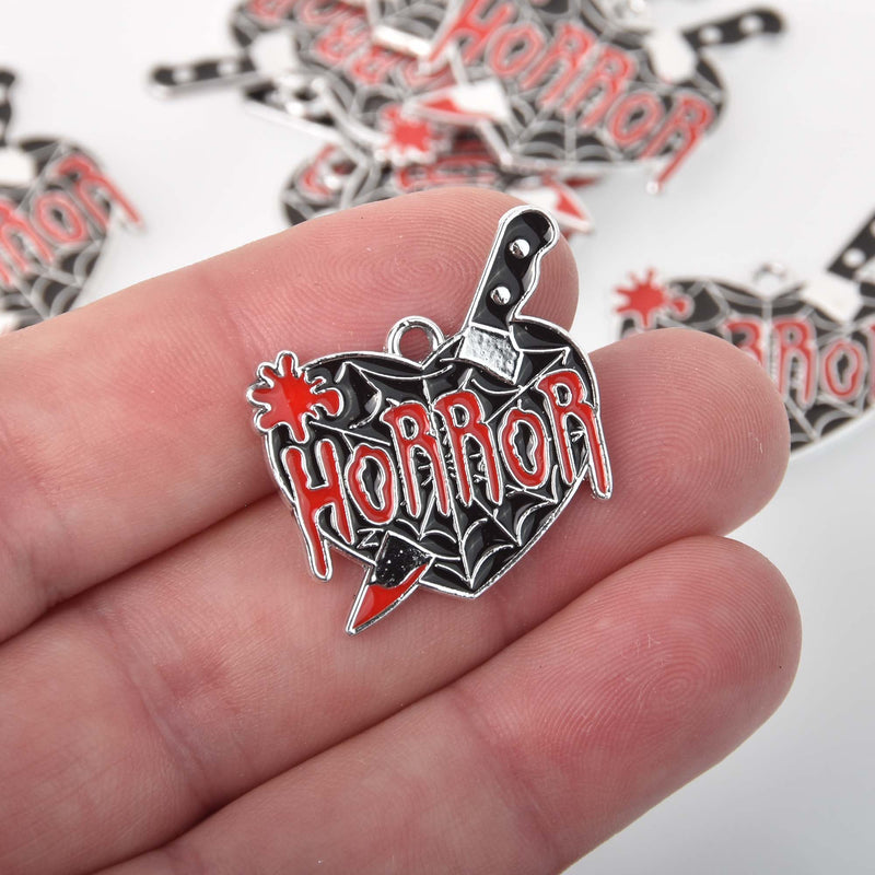 HORROR Knife in Heart Halloween Charms Enamel, chs8378