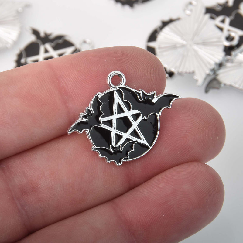 Bats and Pentagram Star Halloween Charms Enamel, chs8379