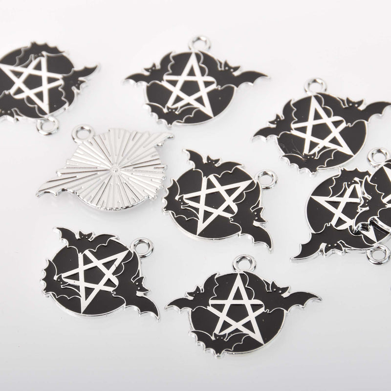 Bats and Pentagram Star Halloween Charms Enamel, chs8379