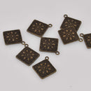 Square Bronze Mandala Charms, 25mm chs8392