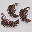 Large Copper Feather Charm with Crystal, 2.25" long, chs8395