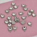 Small Square Crystal Charms, Silver with Clear Rhinestone, 14x10mm, chs8404